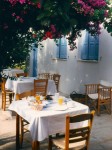 The island of Skyros Le patio de la pension