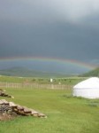 Rainbow over a ger camp in Mongolia