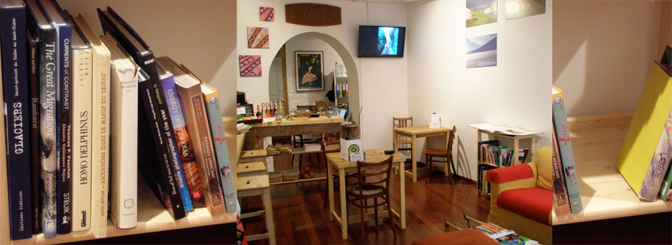 Internal view of the Café and some books
