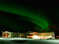Aurora borealis above Mývatn hotel