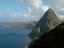 View of the Petit Piton when hiking the Gros Piton, Saint Lucia