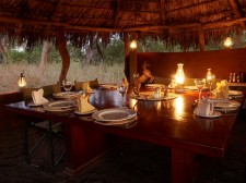 A table set for dinner at the Botswana camp