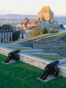 View of the Frontenac castle and the old town of Quebec city