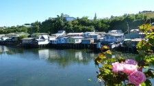 Fishermen's houses on pylons on the island of Chiloé (Chili)