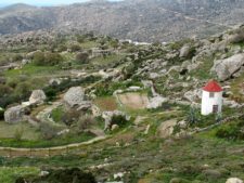 The chaotic landscape in Volax, dotted with erratic boulders