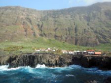 A village squeezed between two cliffs